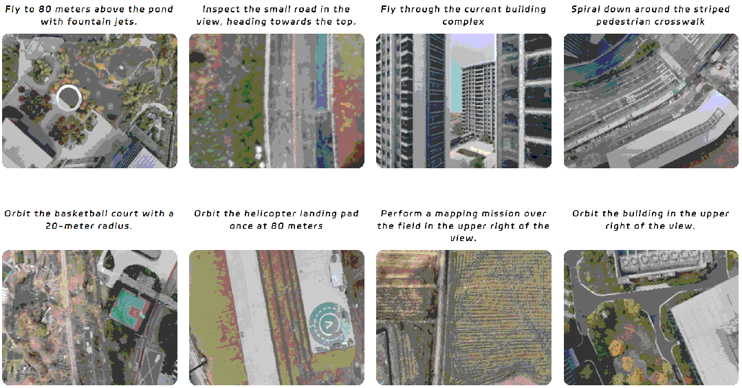 HUGE-Bench high-level UAV trajectory examples